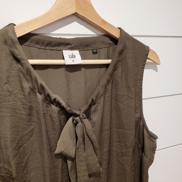 Cabi M tank top olive green oversized long shirt flowy lightweight sleeveless - Picture 2 of 16